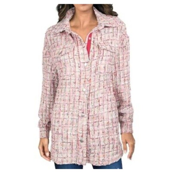 Avec Les Filles Long Pink Shacket in Spring Pinks size M Oversized - Picture 2 of 11